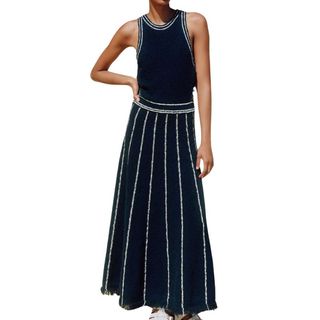 Cotton Bouclé Cut-Out Maxi Dress on model 