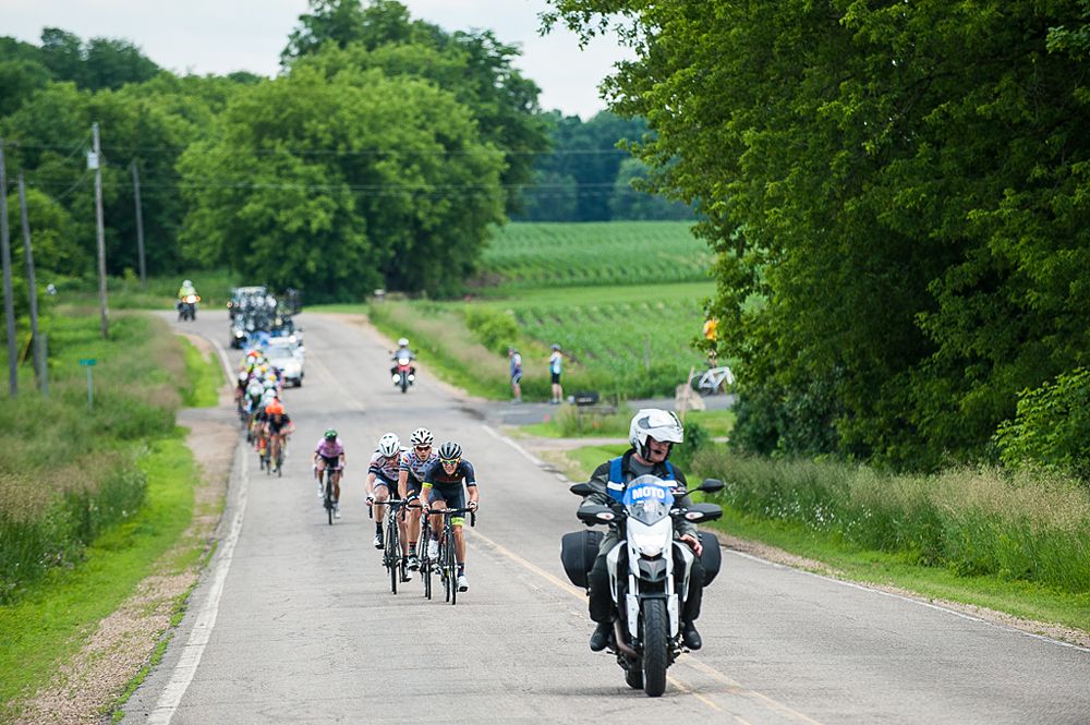 Joe Schmaltz (Hincapie Racing Team) the first rider up the road as a new break tries to form