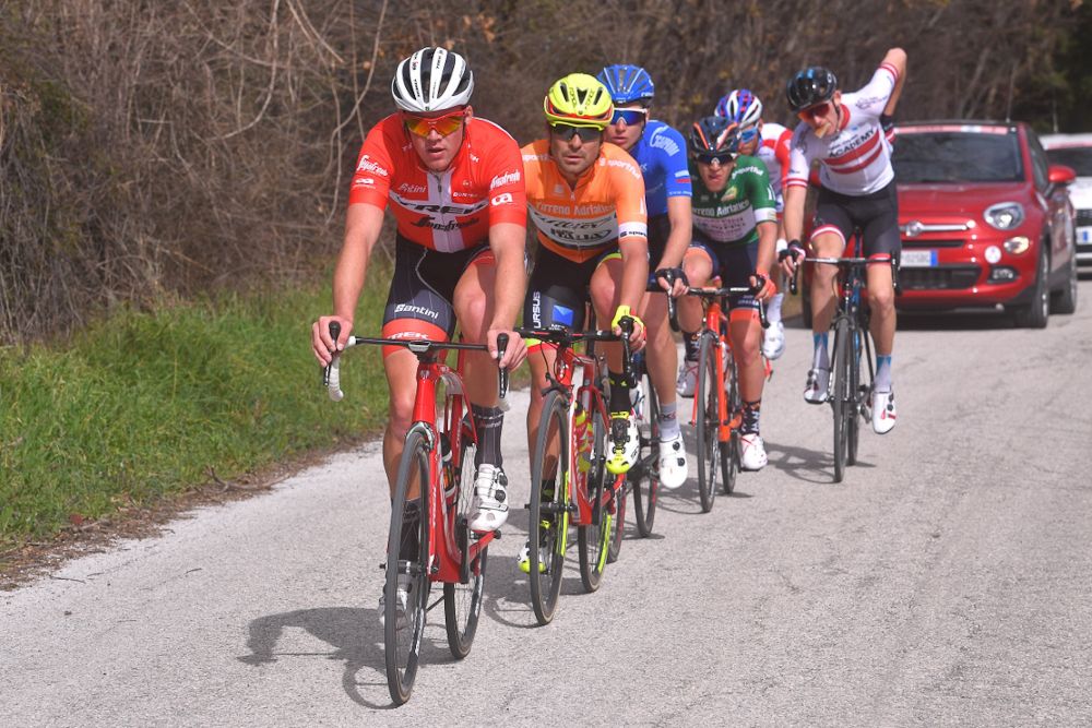 Mads Pedersen leads the stage 4 breakaway at Tirreno-Adriatico
