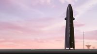 An artist's impression of Rocket Lab's next generation Neutron rocket, referred to by the company's CEO Peter Beck as a "2050 rocket".