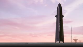 An artist's impression of Rocket Lab's next generation Neutron rocket, referred to by the company's CEO Peter Beck as a "2050 rocket".