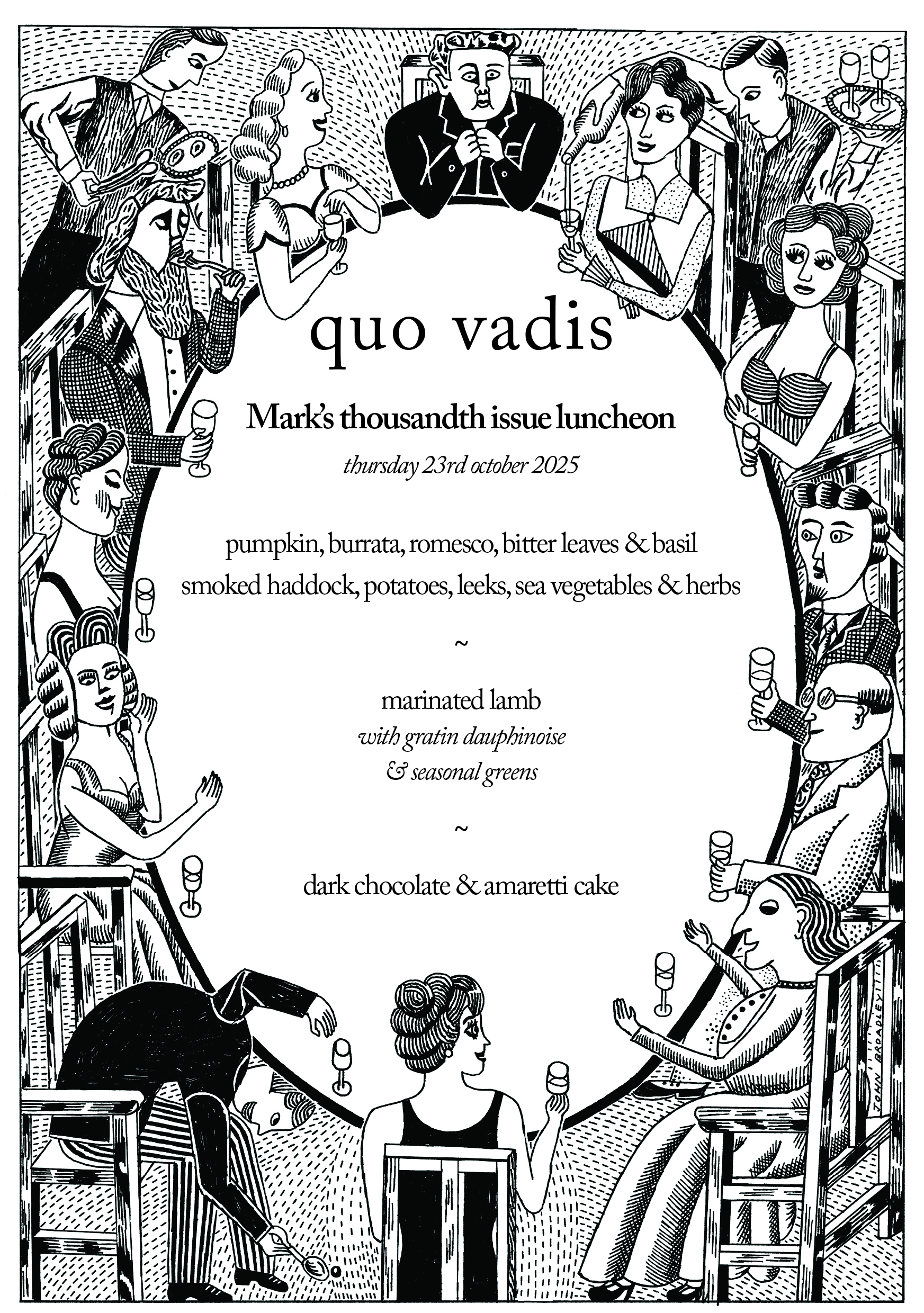 Illustrated Quo Vadis menu
