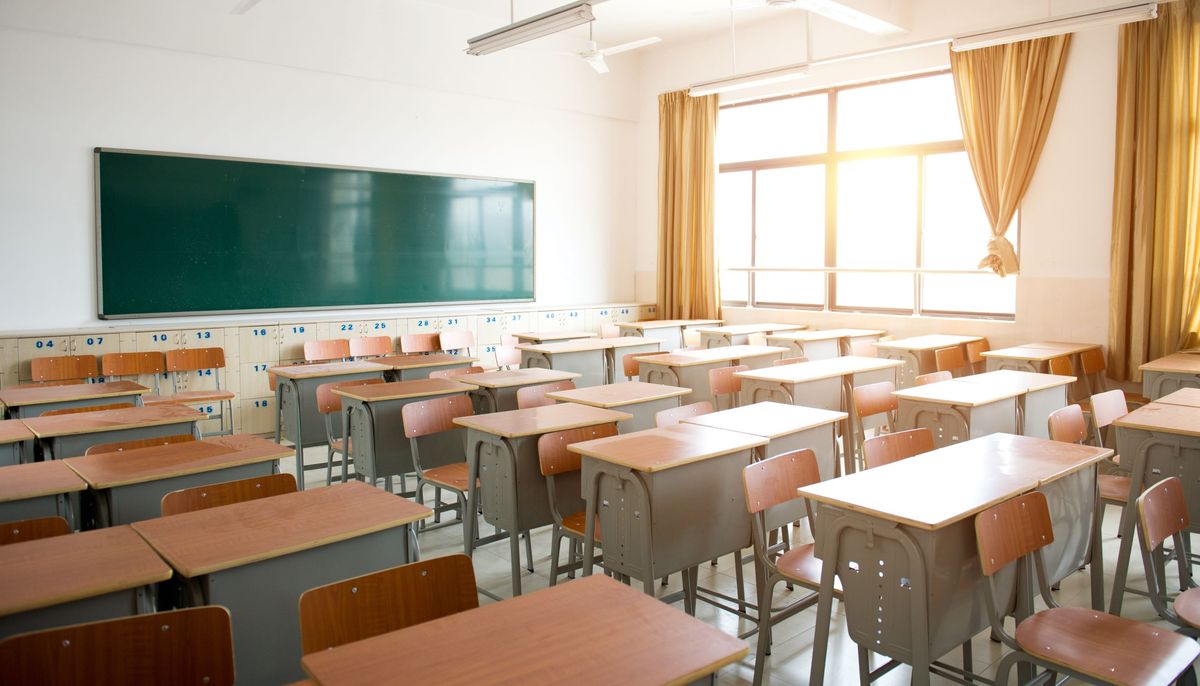 An empty classroom.