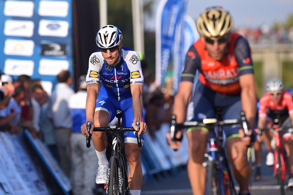 Tom Boonen (Quick-Step Floors) crosses the line after his lead out duties