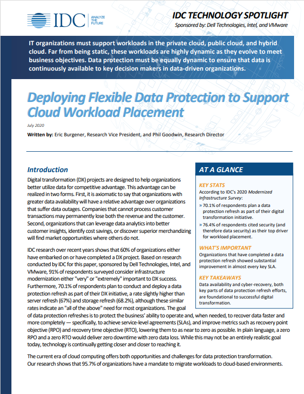 Deploying flexible data protection to support cloud workload placement ...