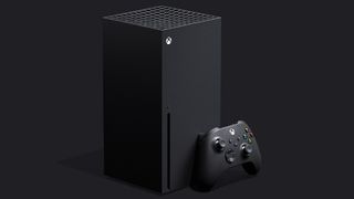 Black tower console with XBox controller