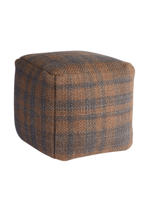 Plaid Wool Pouf