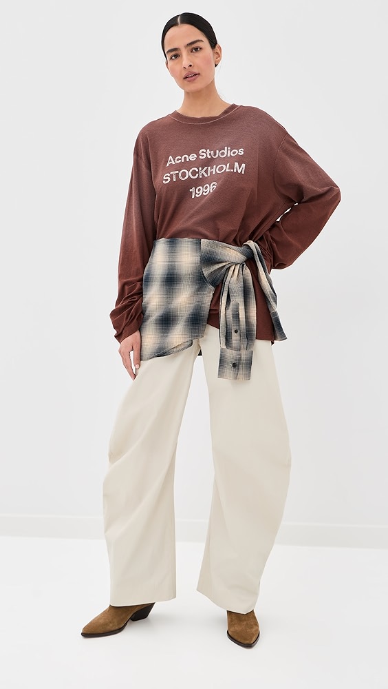 Barrel Leg Trousers - Light Beige