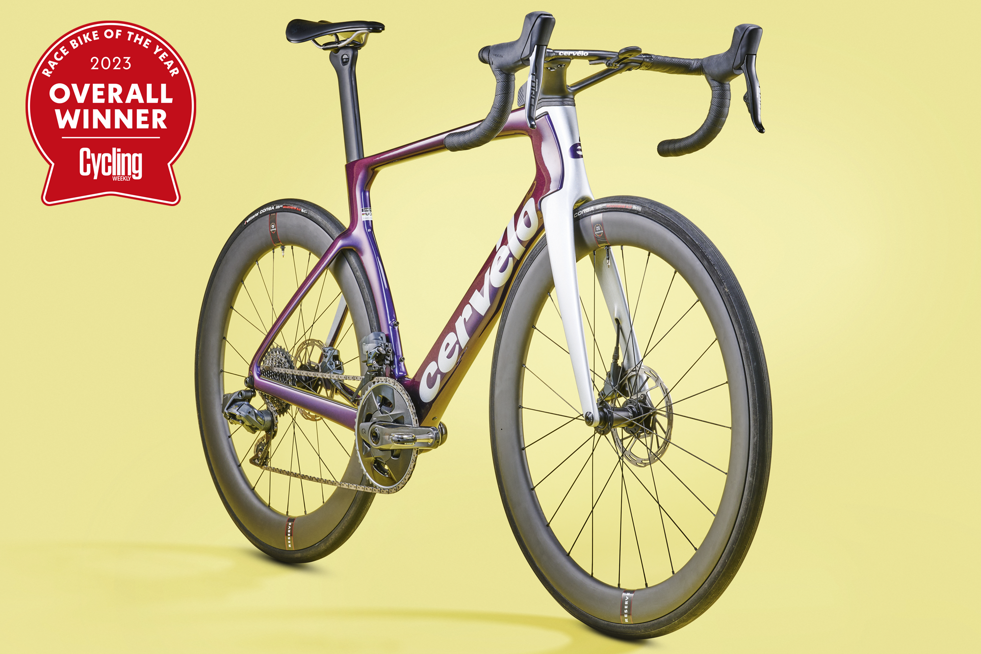 Cervélo S5 with the 2023 Race Bike of the Year 'Overall Winner' award roundel