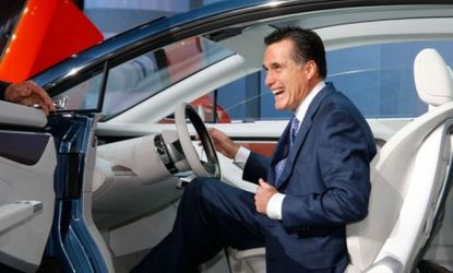 In 2008, then-presidential hopeful Mitt Romney checked out the Chrysler Eco-Voyager car
