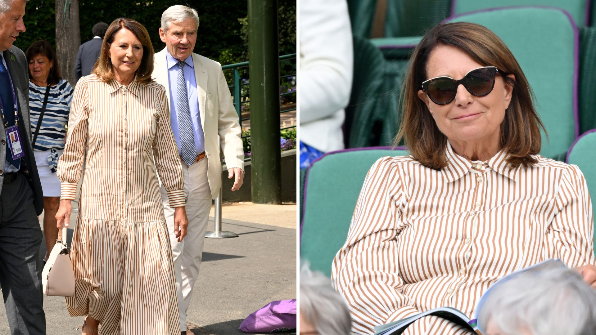Two images of Carole Middleton at Wimbledon 2025