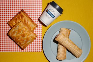 Greggs pastries and coffee cup