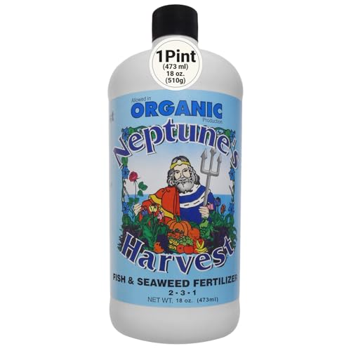 Neptune's Harvest Fish &amp;amp; Seaweed Liquid Fertilizer (2-3-1) - 18oz Pint - Plant Food for Garden - Indoor &amp;amp; Outdoor Organic Plant Fertilizer for Vegetables, Flowers, Fruit, Trees &amp;amp; Lawns