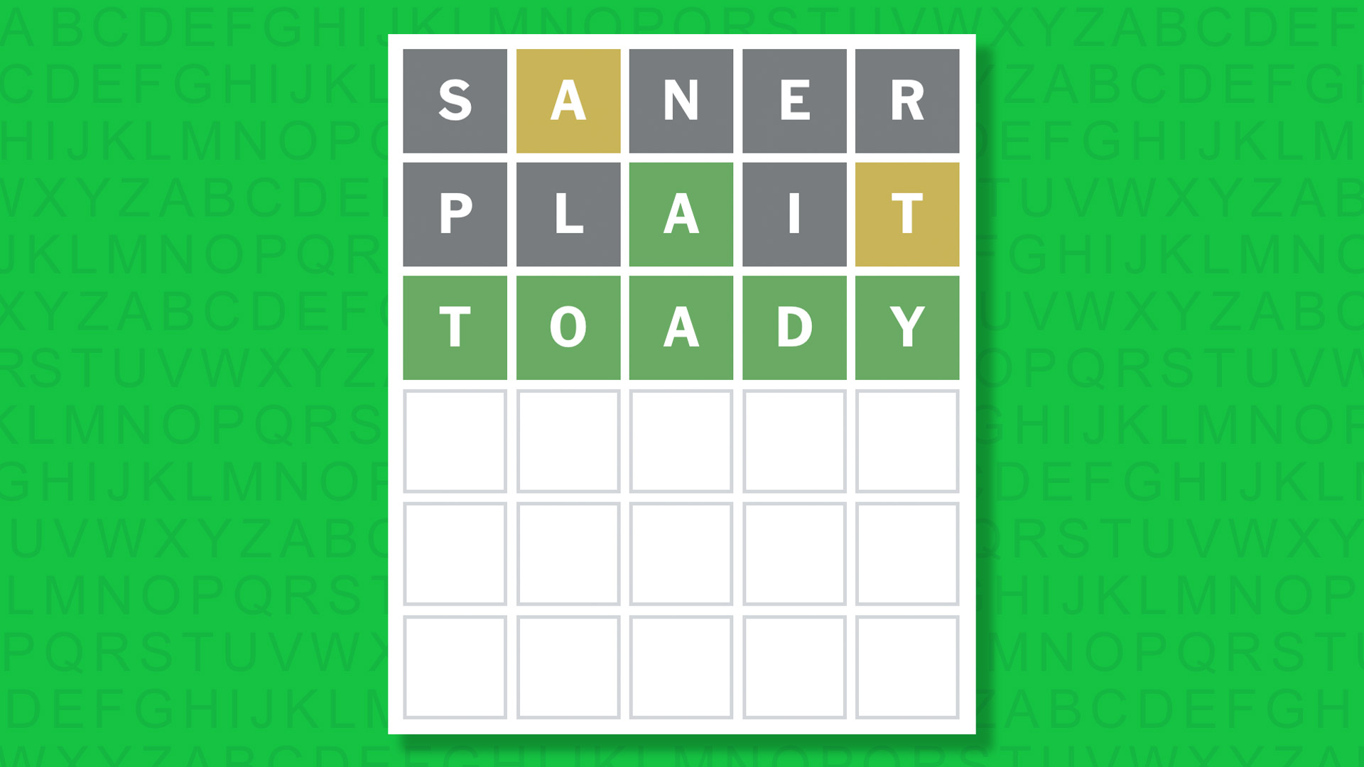 NYT Wordle answer for game #1764 on a green background