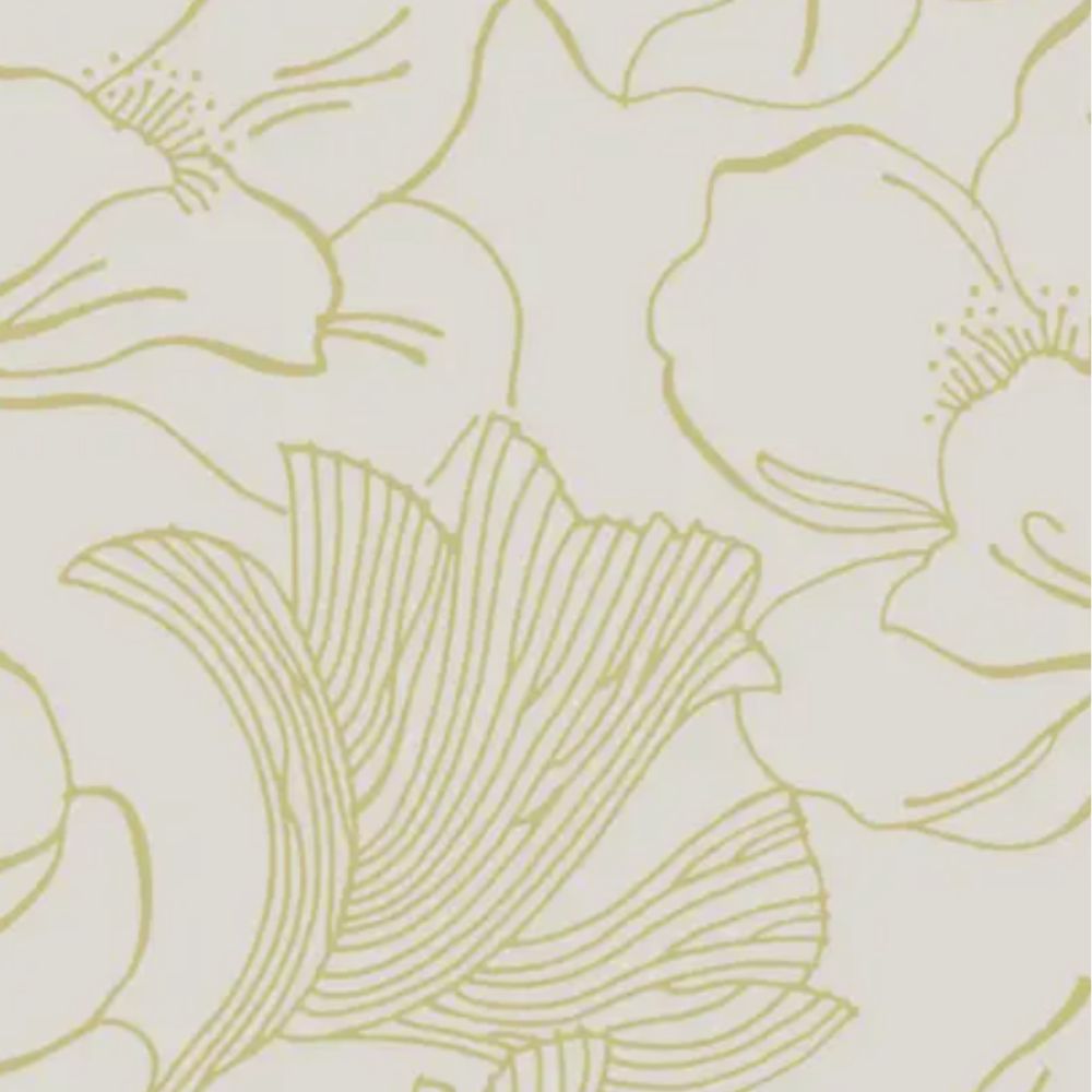 Hellebore print wallpaper in lime green and white