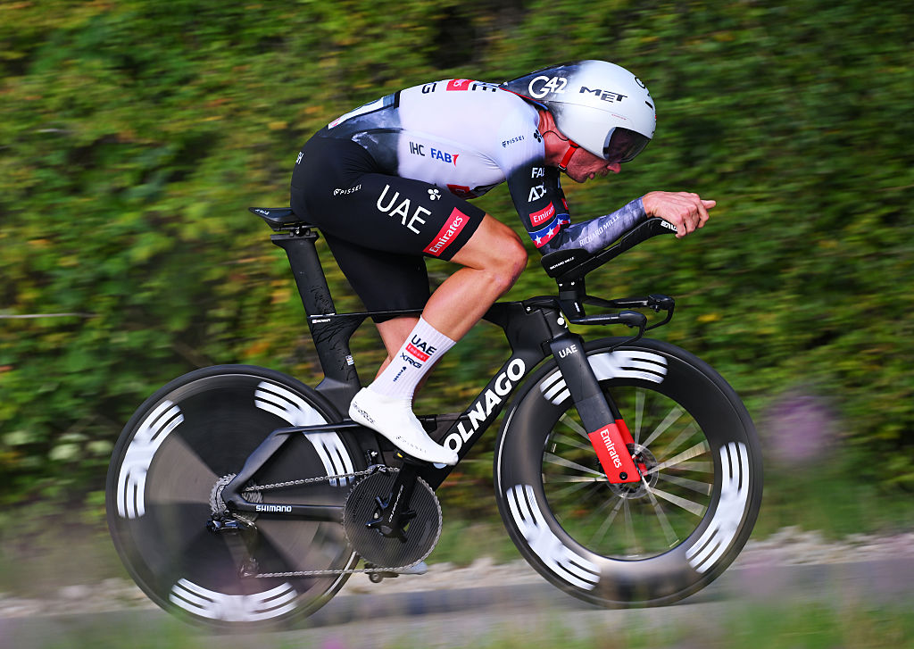 NIEDERANVEN, LUXEMBOURG - SEPTEMBER 20: Brandon McNulty of The United States and UAE Team Emirates - XRG competes during the 85th Tour de Luxembourg, Stage 4 a 26.3km individual time trial stage from Niederanven to Niederanven on September 20, 2025 in Niederanven, Luxembourg. (Photo by Tim de Waele/Getty Images)