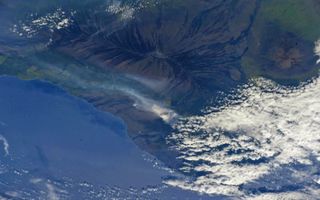 Kilauea volcano erupting from space