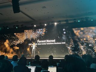 Forrest Norrod, AMD, pictured on stage at the AMD Advancing AI conference in San Francisco, California.