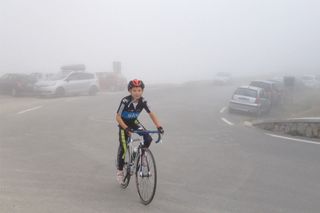 Ascending through the fog, almost at the summit