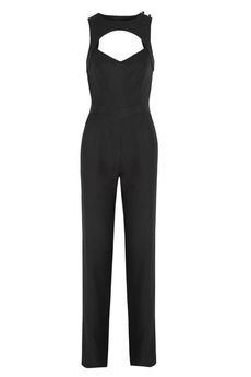 NET-A-PORTER black jacquard trimmed twill jumpsuit for Capitol Couture collection