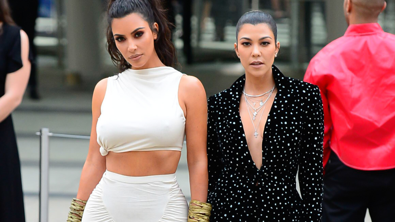 Kim Kardashian,Kourtney Kardashian are seen in Brooklyn on June 4, 2018 in New York City.