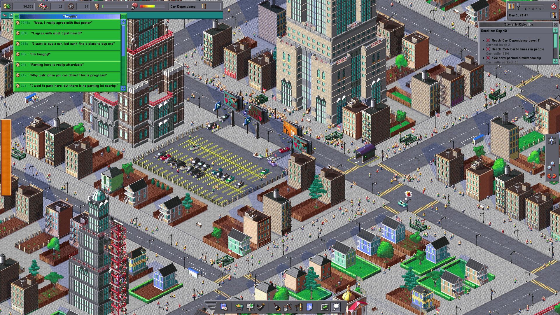 A car park in the centre of downtown.