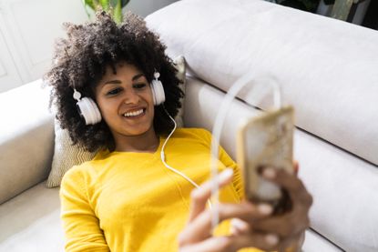 woman with headphones