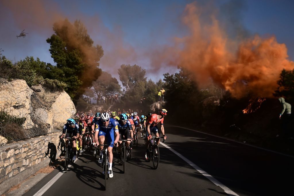 Flares caused a fire on the side of the road on the Capo Berta