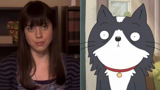 From left to right: Aubrey Plaza in Parks and Rec and Kevin the cat in Kevin. 