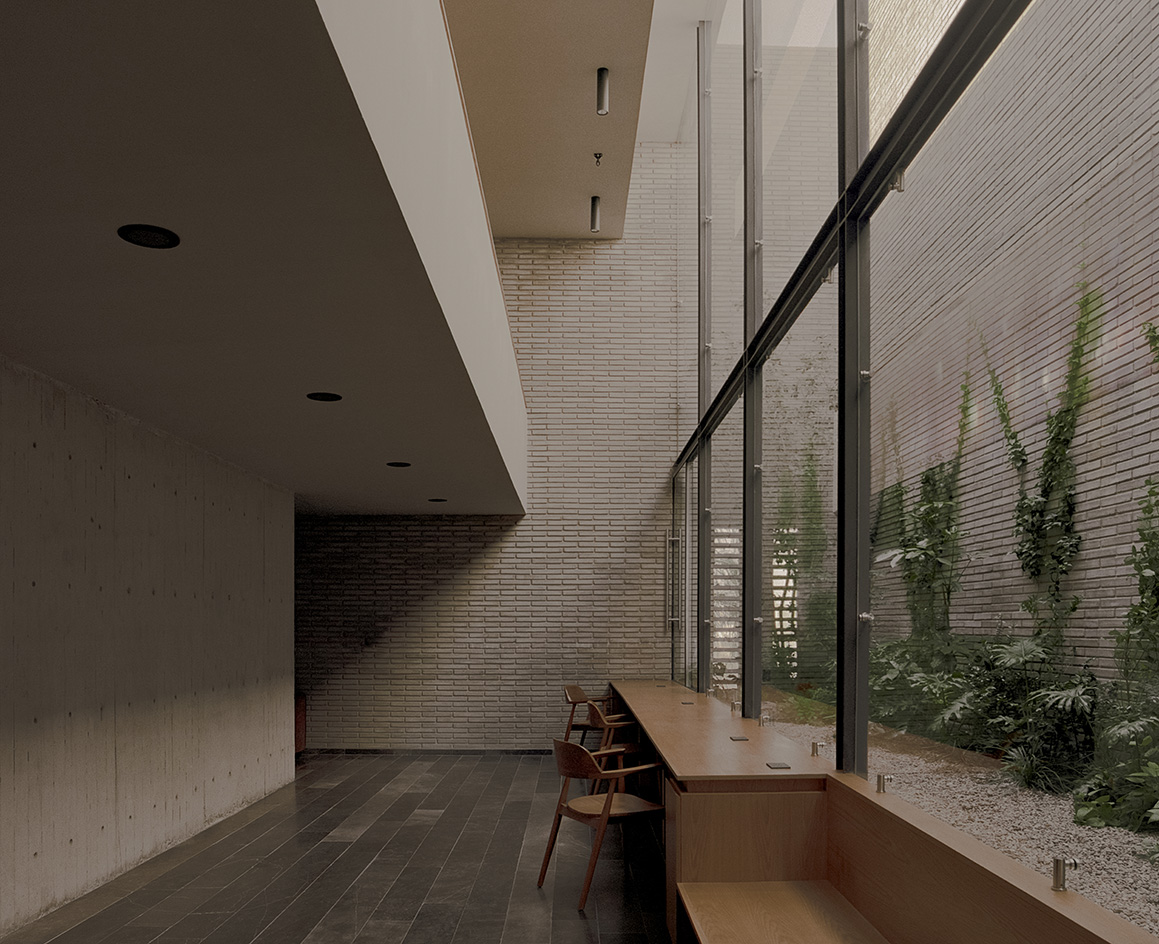 Mexican house designed as a refuge, tall walls, blind from street, plants and minimalist serenity inside