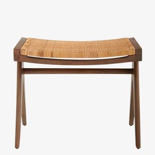 Hand-woven rustic wooden stool