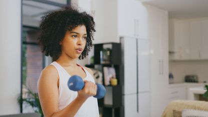 Woman doing bicep curls