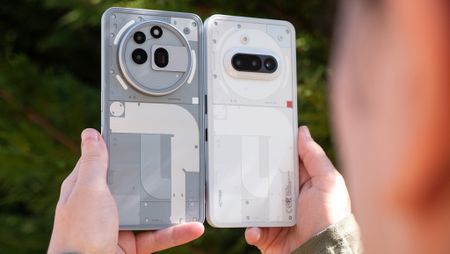 Comparing the transparent backs of the grey Nothing Phone (3a) Pro with the white Nothing Phone (3a)