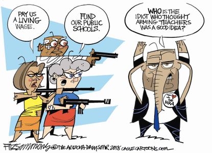 Political cartoon U.S. arming teachers GOP education funding