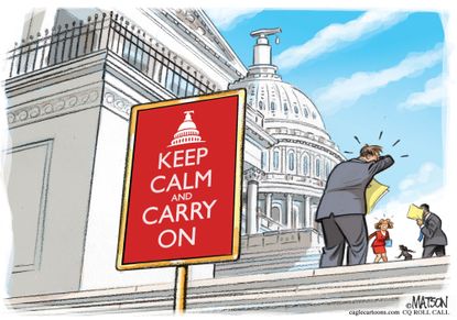 Political Cartoon U.S. Coronavirus Capitol Hill D.C. keep calm carry on symptoms health precautions