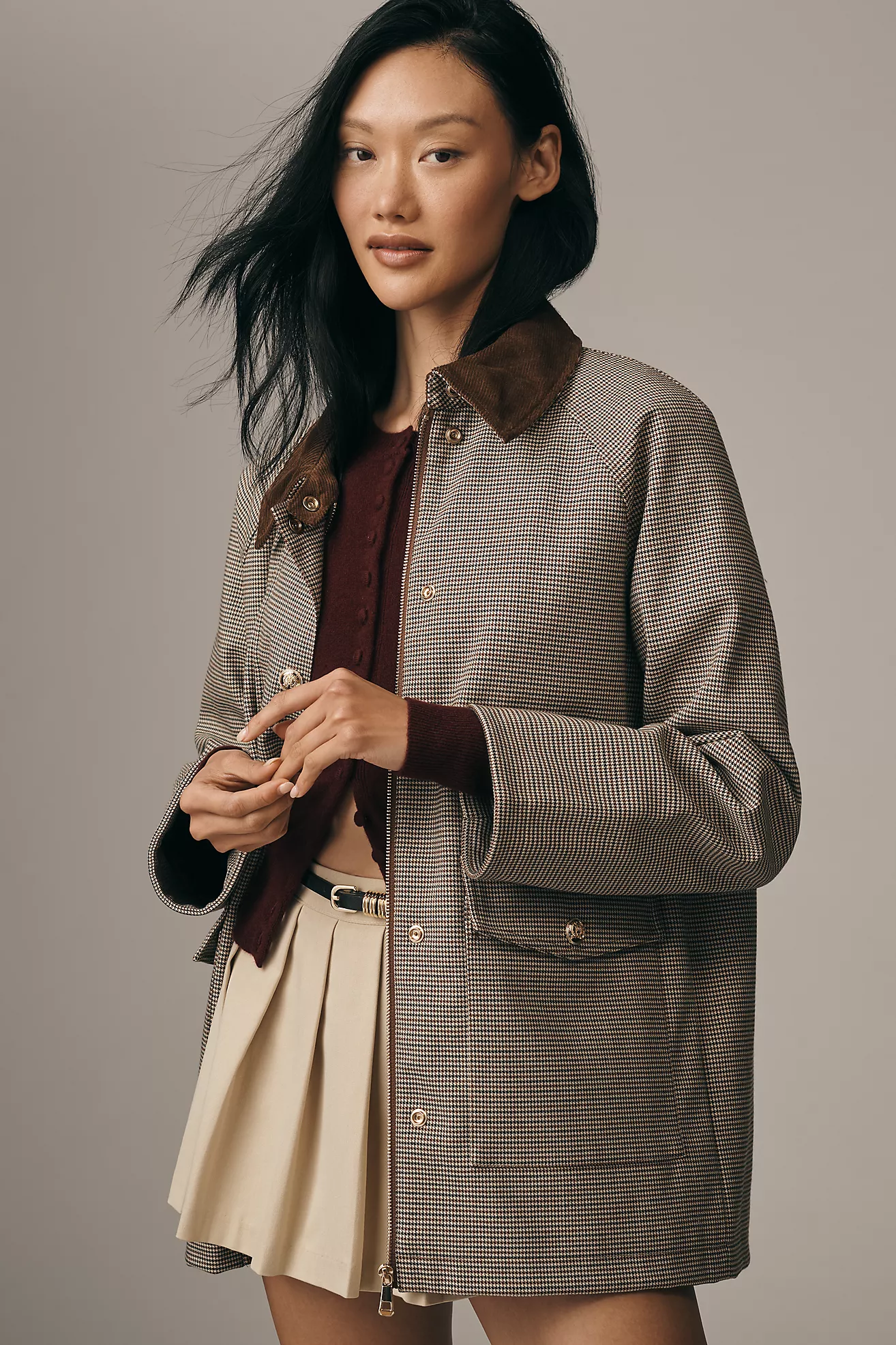 Rd Style Bea Houndstooth Quilted Barn Jacket