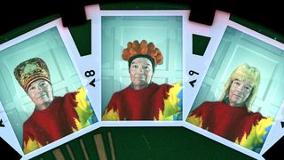 Three selfies taken with the Minolta 7 Disc camera