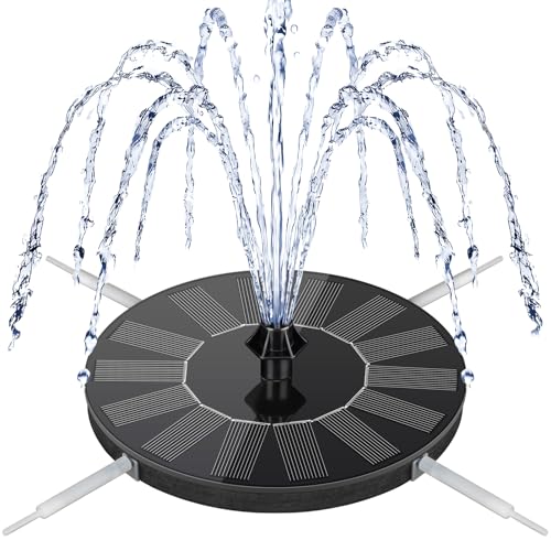 Mademax Solar Bird Bath Fountains, Upgrade 1.4w Solar Fountain Pump With 8 Nozzles &amp;amp; 4 Brackets, Free Standing Floating Solar Powered Water Fountain Pump for Bird Bath, Garden, Pond, Pool, Outdoor