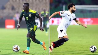 Composite image of Sadio Mane of Senegal and Mohamed Salah of Egypt playing in the Africa Cup of Nations