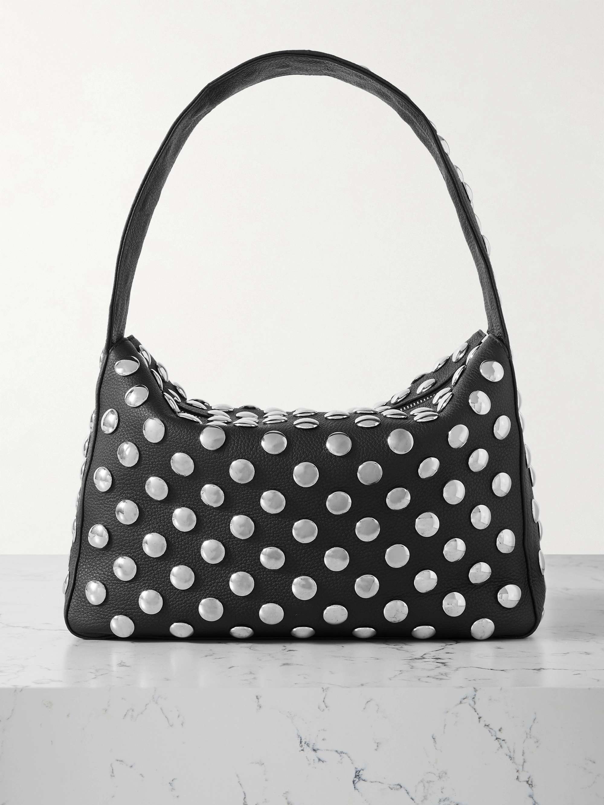 Elena Studded Textured-Leather Shoulder Bag