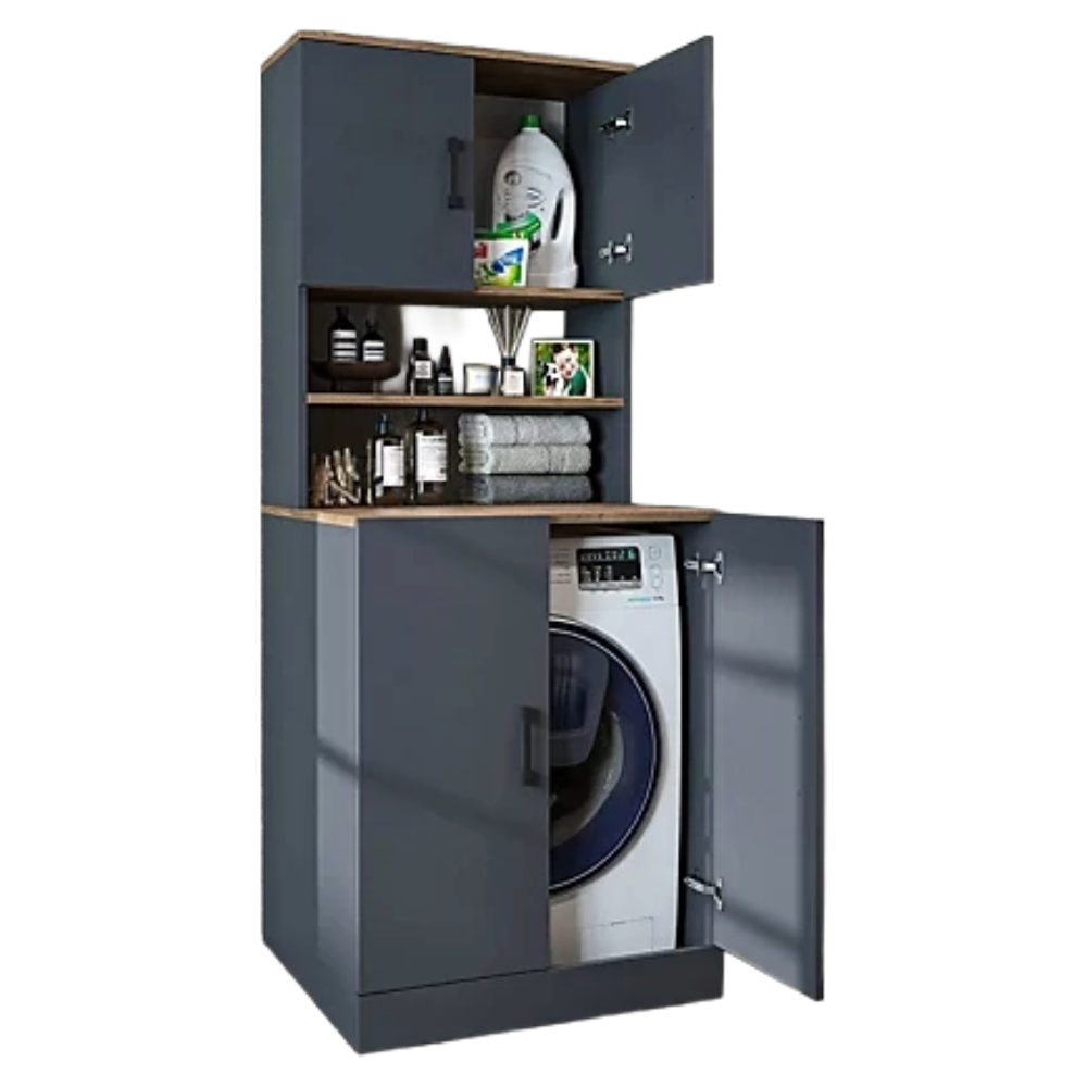 Roomart Atria Washing Machine Cabinet with Double Door Storage and Shelf