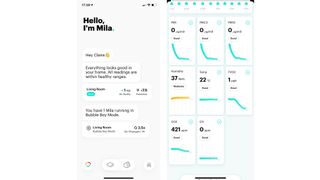 Mila Air Purifier review: A screenshot of the app during the review period