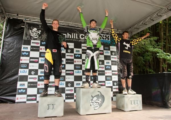 Elite men's podium at the Ilmenau round of the iXS European Downhill Cup