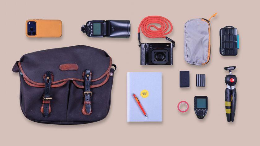 Benedict Brain's photography kit for travel photographed as layflat