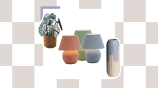 A collage of Bambu Lab 3D printer models including a monstera coaster plant, a set of table lamps, and a minimalistic vase