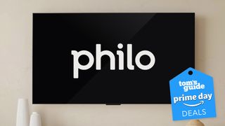 Philo logo on a TV with a Prime Day deal badge overlayed on the image.