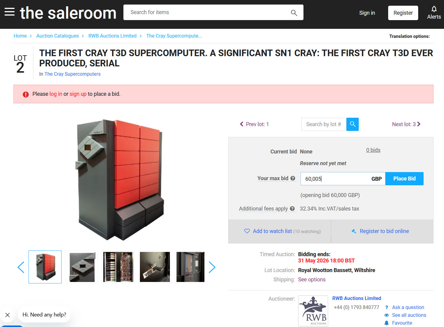 First ever Cray T3D Supercomputer goes up for auction