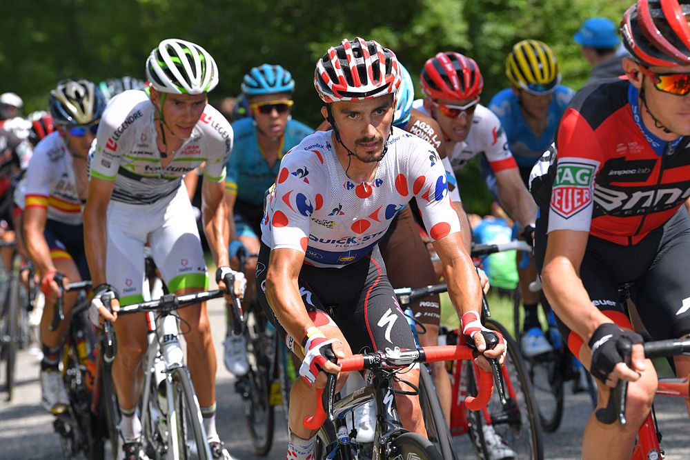 Julian Alaphilippe (Quick-Step Floors) sits in the large breakaway during stage 16