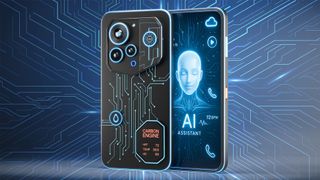 AI agent on a futuristic smartphone