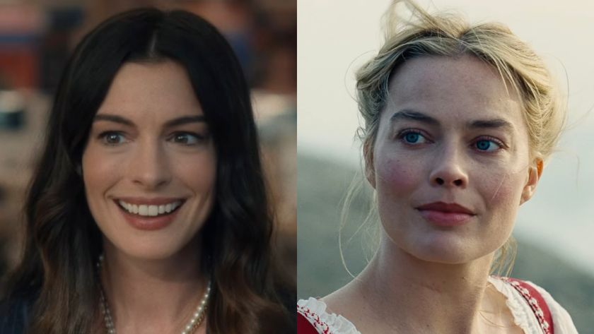 Anne Hathaway and Margot Robbie in a side-by-side photo.